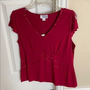 Loft red shirt with beading